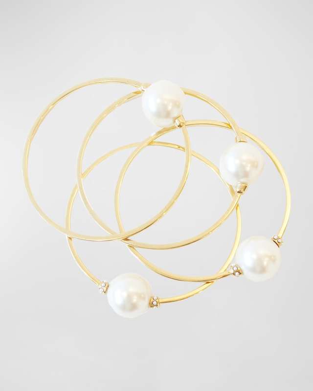Rolling Pearly Bangles, Set of 4