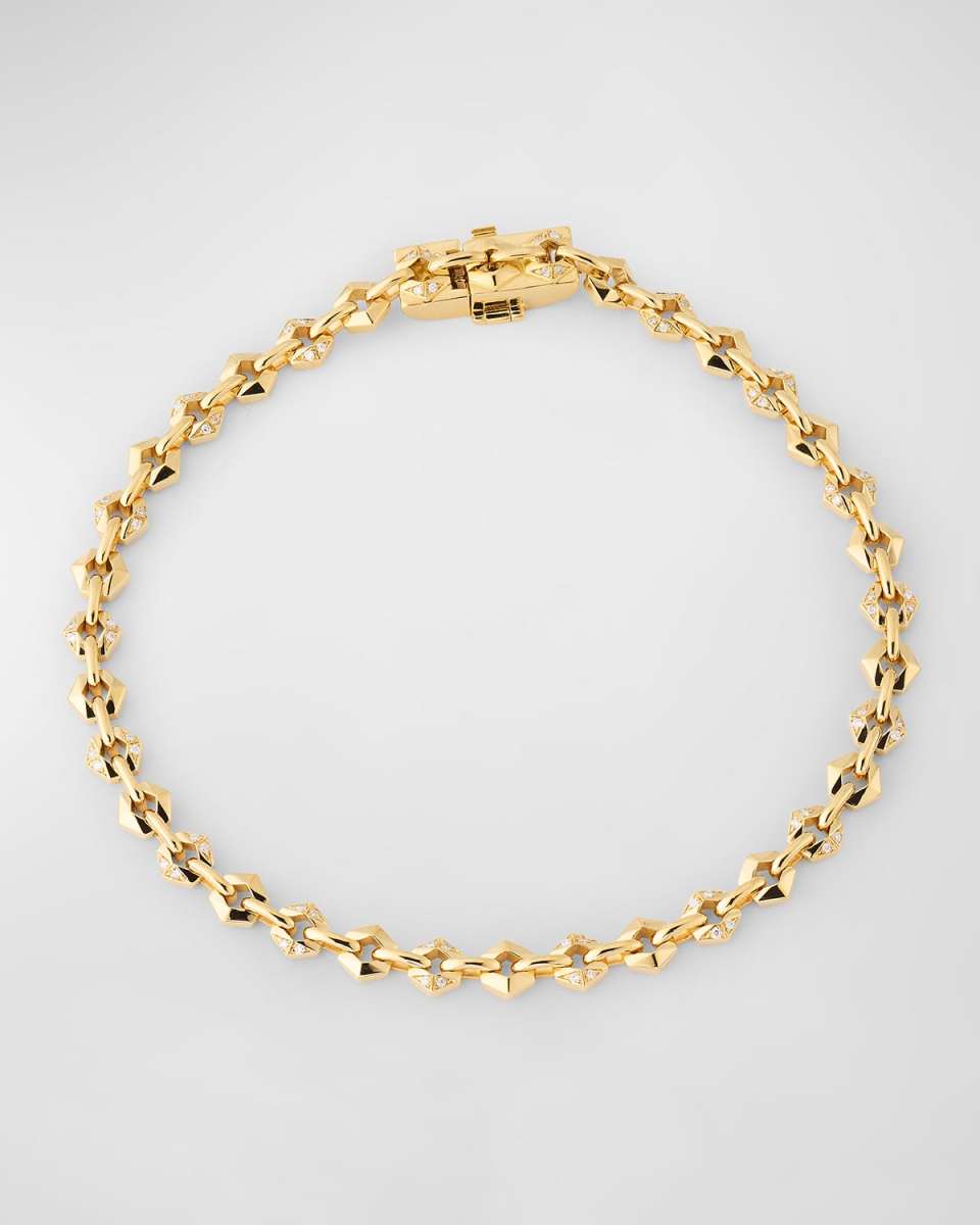 18K Yellow Gold White Diamond Bond Mini Bracelet