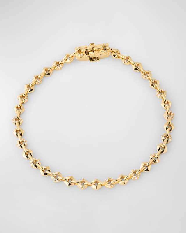 18K Yellow Gold White Diamond Bond Mini Bracelet