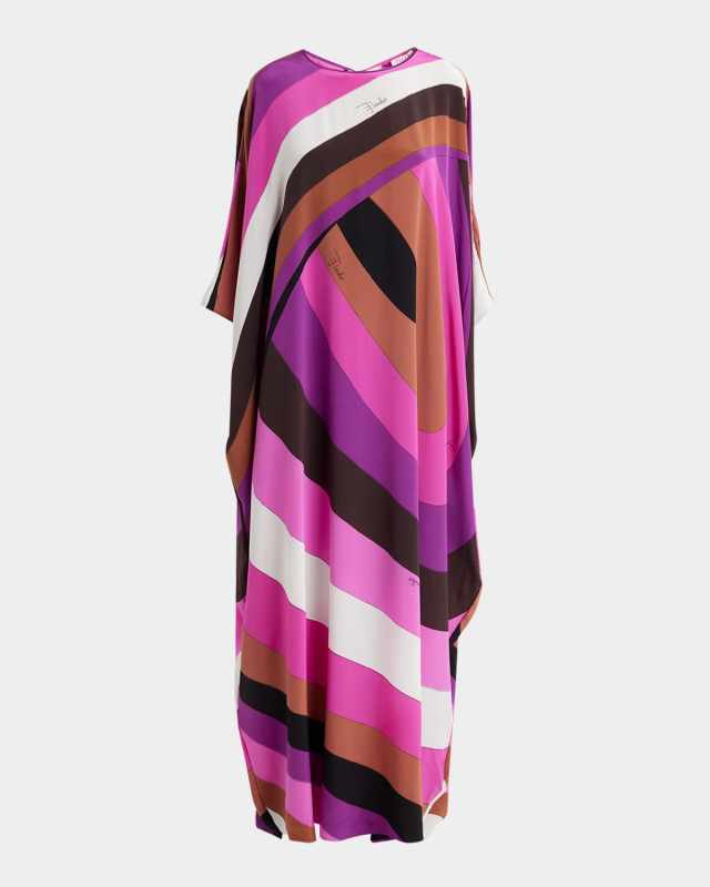 Abstract-Print Maxi Kaftan Dress