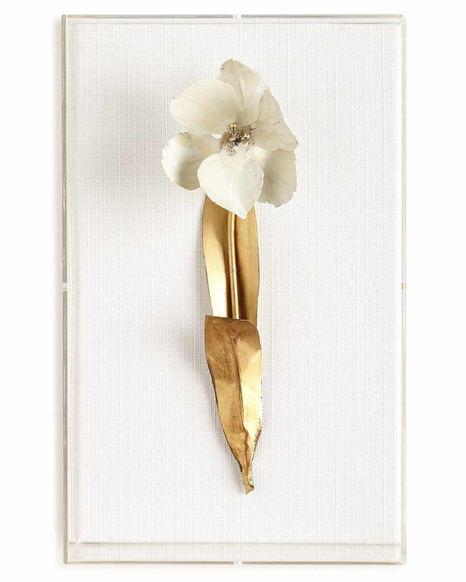 Original Gilded Single Tulip Study on Linen