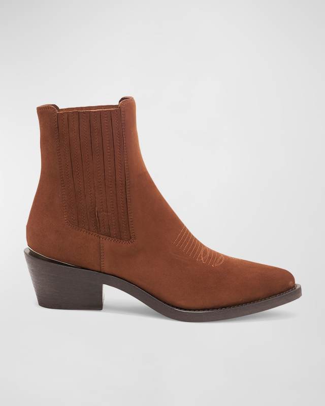 Loulou Suede Western Chelsea Booties