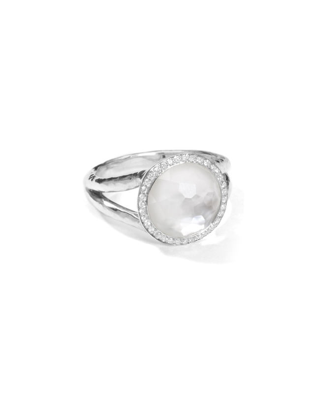 Stella Mini Lollipop Ring in Mother-of-Pearl Doublet with Diamonds, 0.15