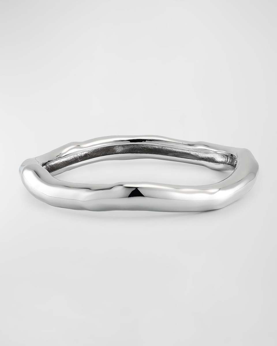 Molten Silver Bangle Bracelet, Size Large