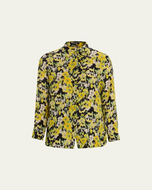 Floral Crepe Menswear Shirt