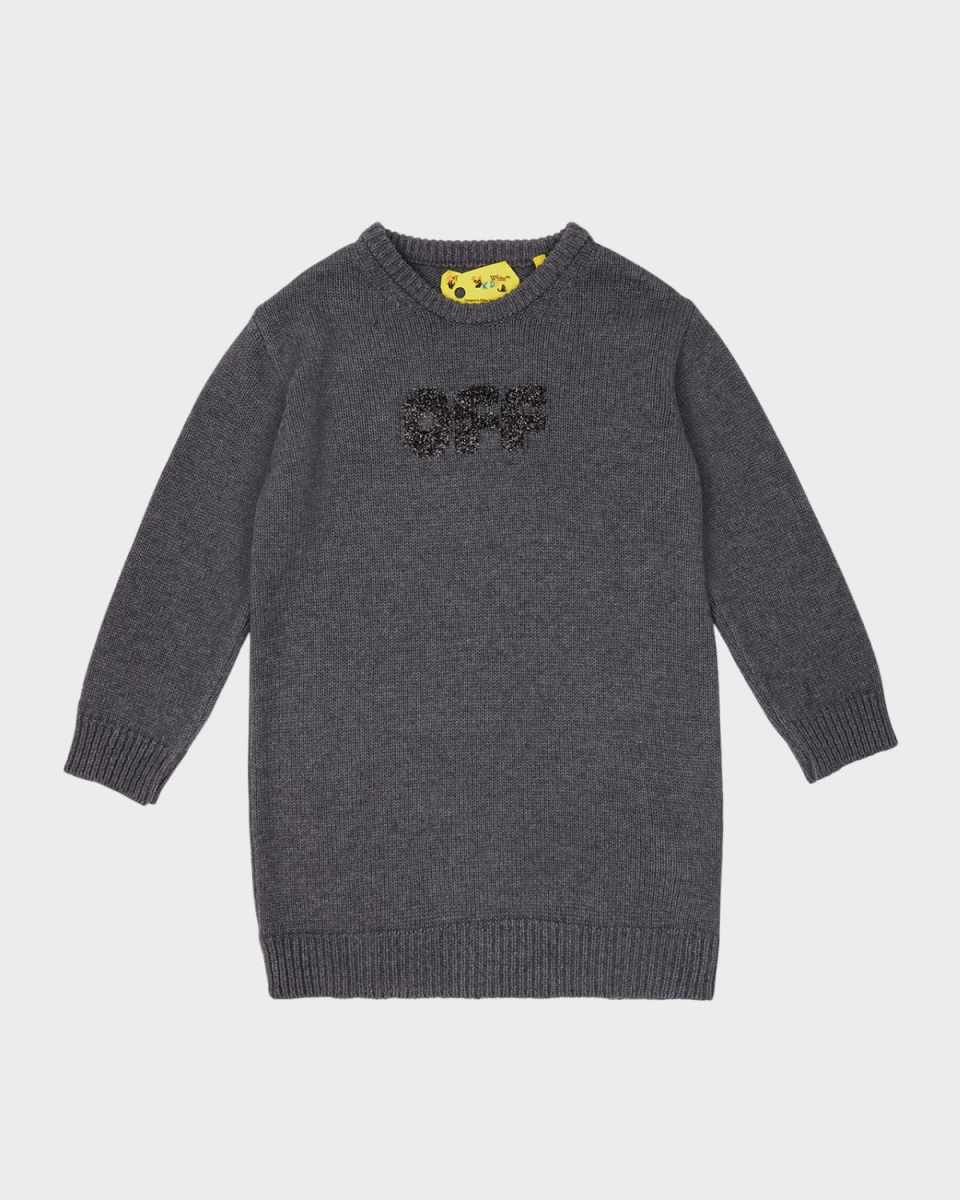 Girl's Chunky Logo-Print Knit Sweater, Size 4-12