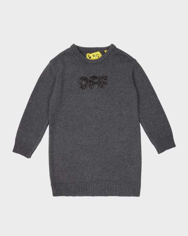 Girl's Chunky Logo-Print Knit Sweater, Size 4-12