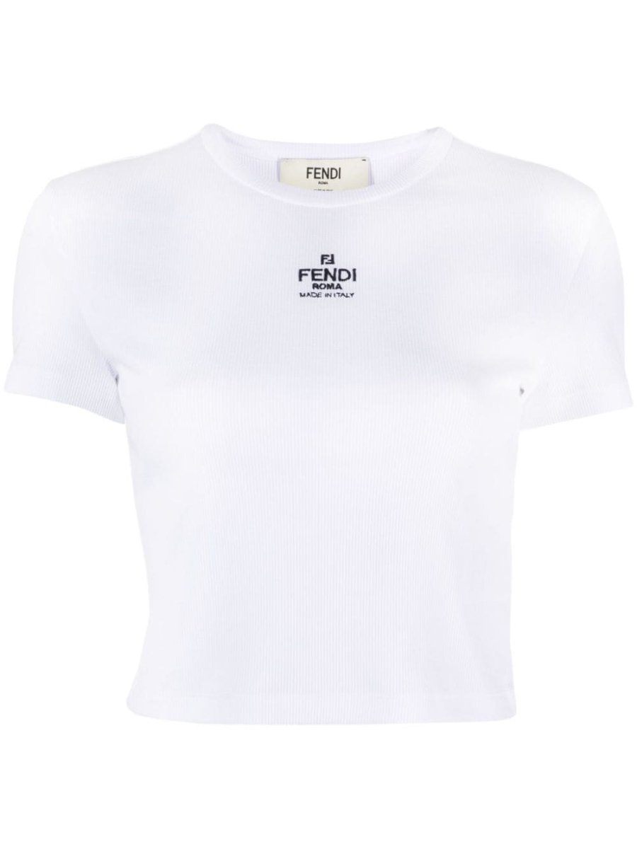 logo-embroidered ribbed T-shirt