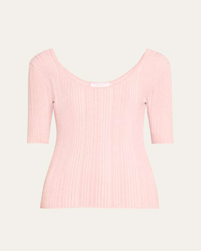 Organic Cotton Stretch Metallic Baby Rib-Knit Top