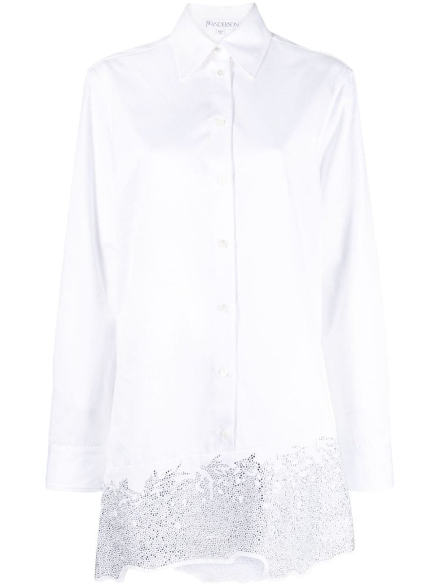 crystal-embellished cotton shirtdress