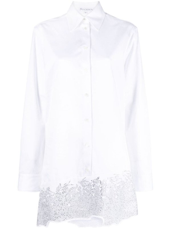 crystal-embellished cotton shirtdress