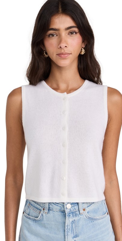 Reformation Jace Cashmere Cropped Sweater Vest Gossamer