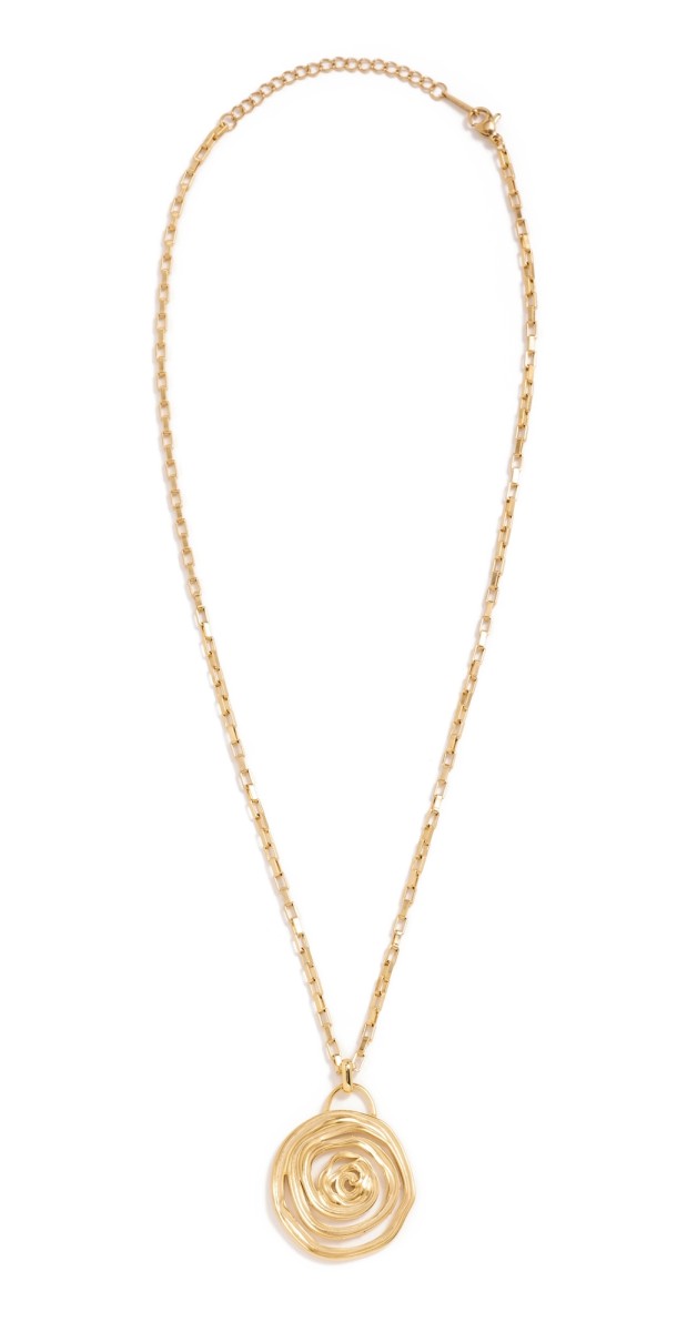 By Adina Eden Solid Webbed Round Pendant Necklace Gold
