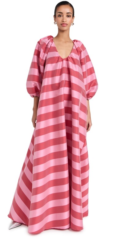 Bernadette George Striped Dress Red & Winter Pink