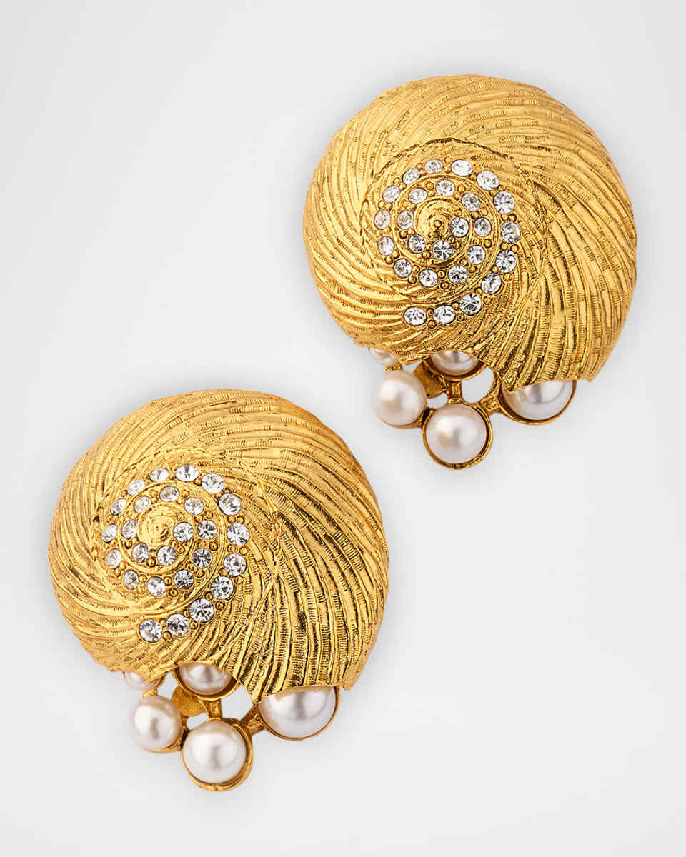 Joelle Crystal and Faux Pearl Stud Earrings