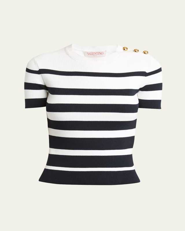 Maglia Striped Top with Button Detai