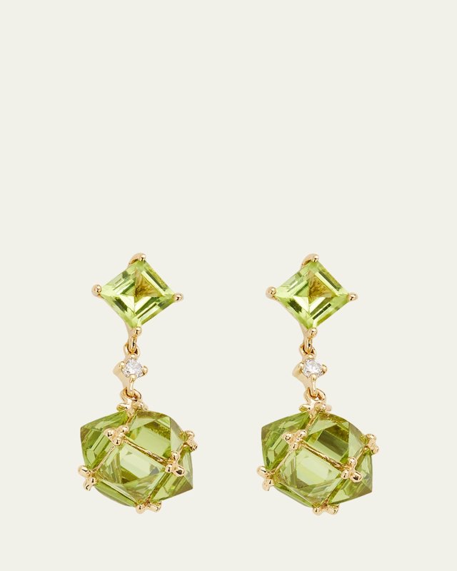 Yellow Gold Peridot Drop Earrings