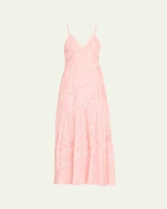 Idalia Silk Habotai Lace Maxi Dress
