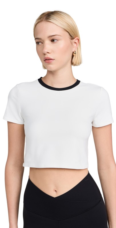 Splits59 Airweight Short Sleeve Crop Tee White/Black