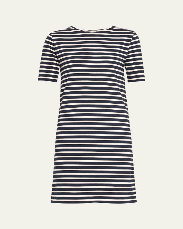 Crewneck Short-Sleeve Striped Tee Dress
