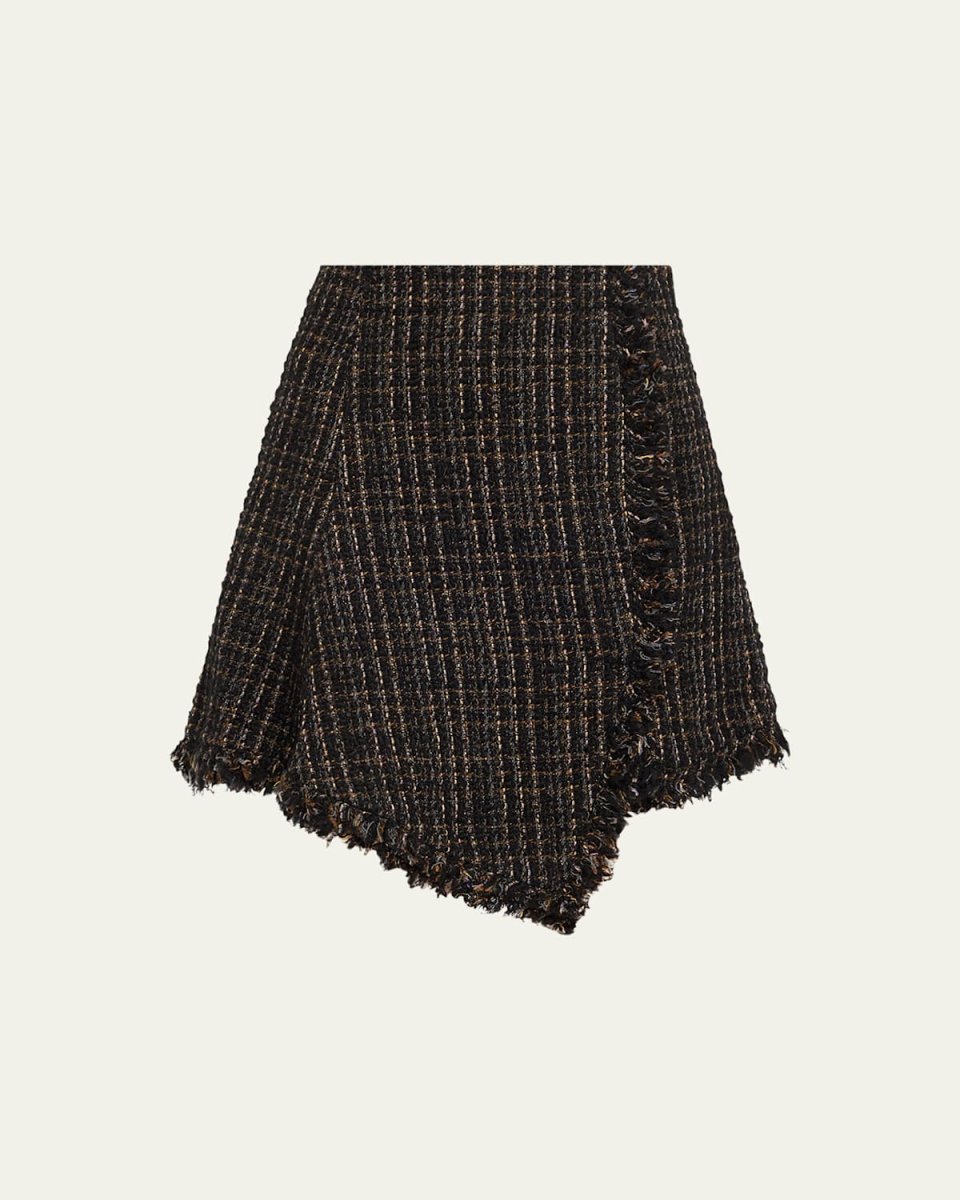 Tweed Asymmetric Mini Skirt