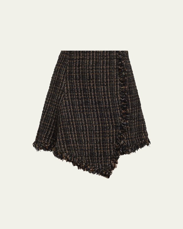 Tweed Asymmetric Mini Skirt