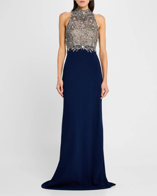 Orion Crystal Halter Column Gown