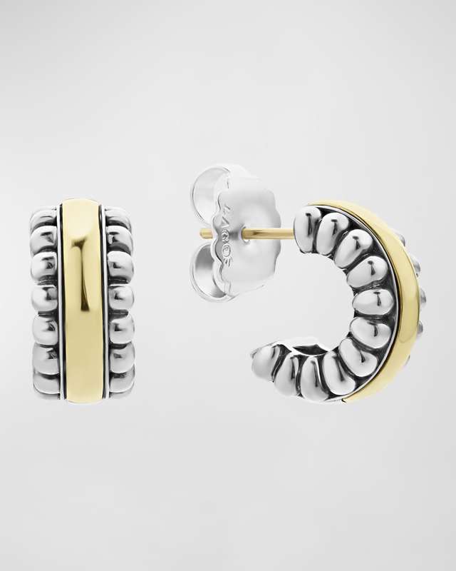 Signature Caviar Two-Tone Small Hoop Earrings