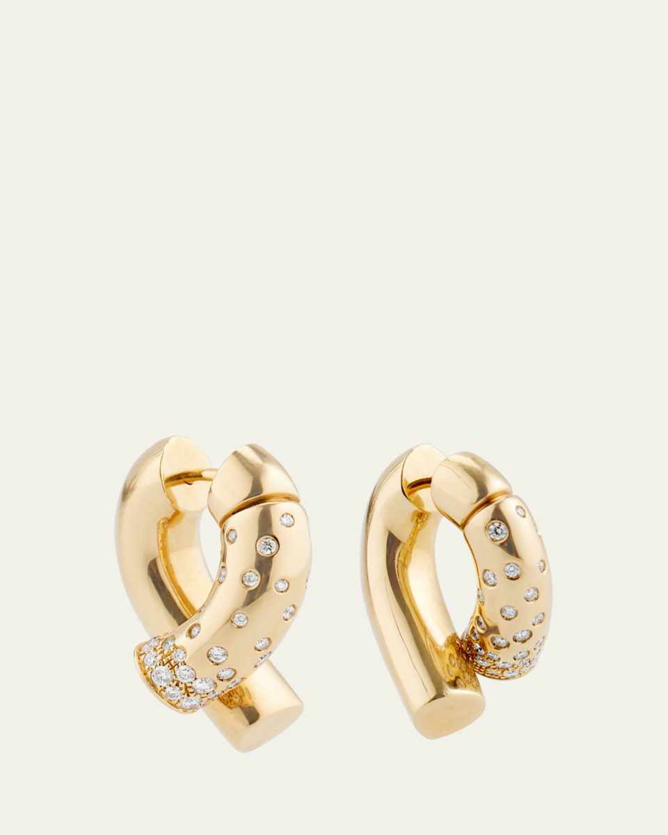 Fairmined Yellow Gold Oera Hoop Earrings with Diamonds