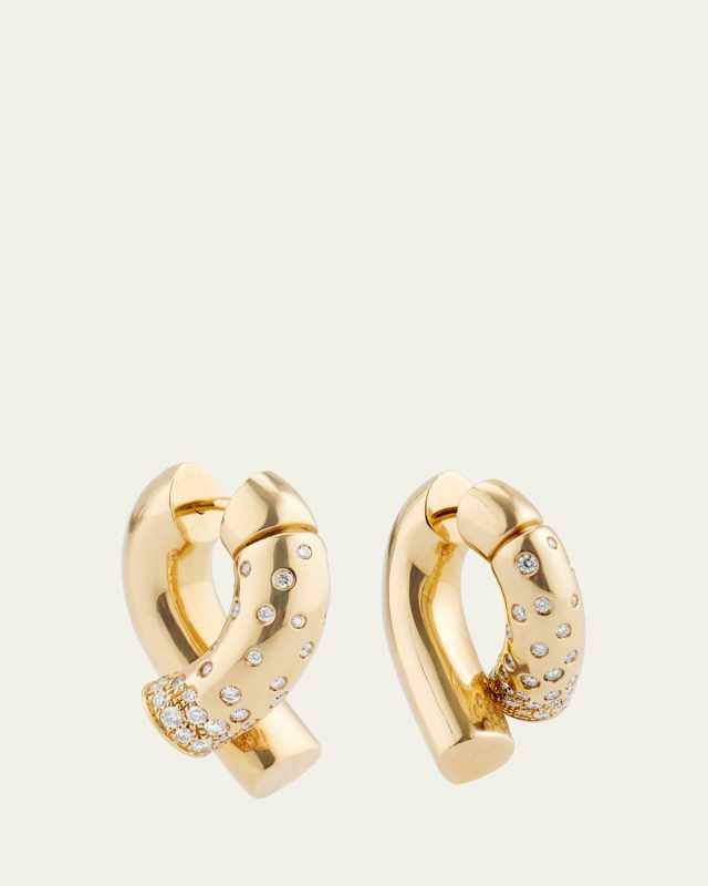 Fairmined Yellow Gold Oera Hoop Earrings with Diamonds