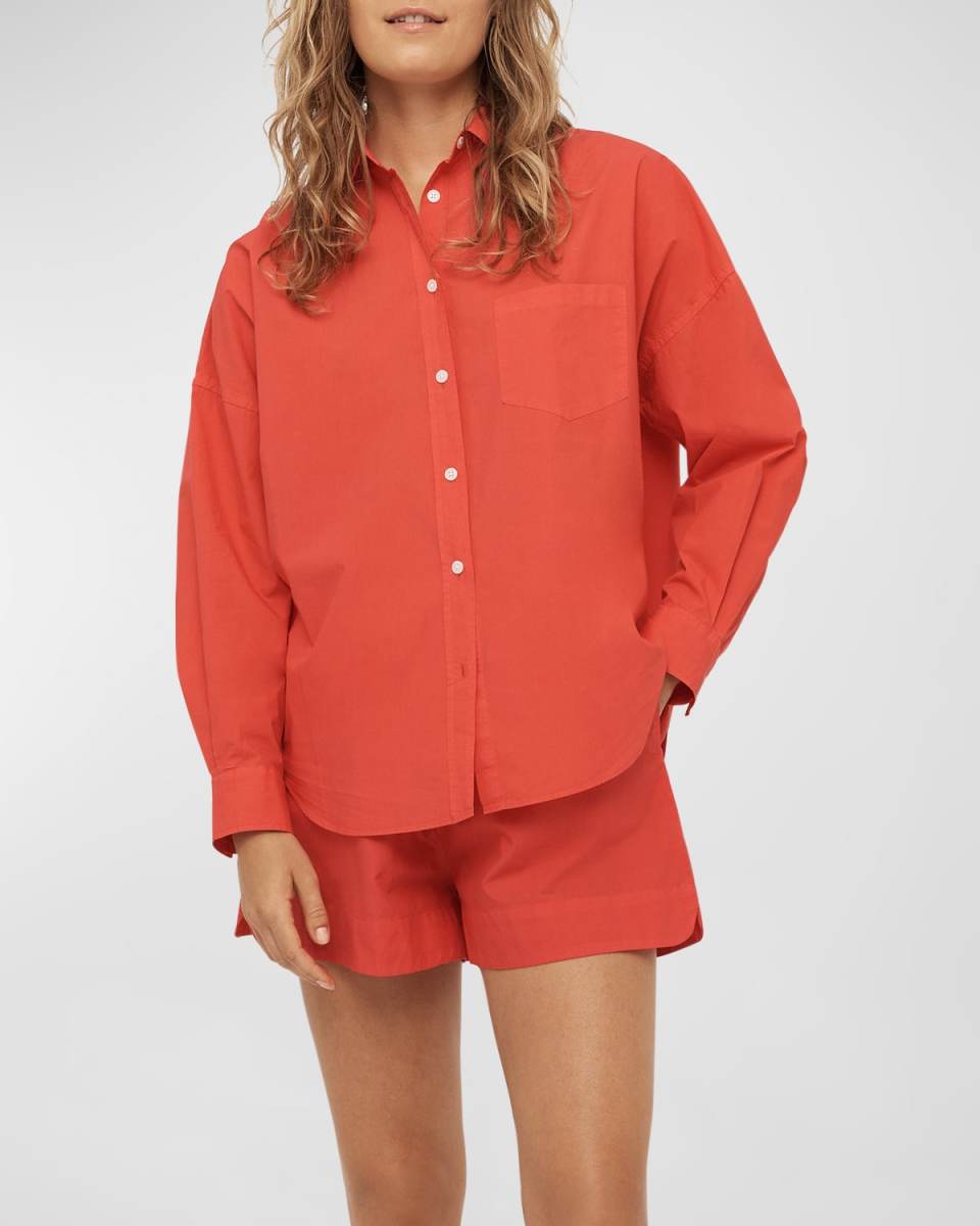 Chiara Long-Sleeve Oversized Cotton Poplin Shirt