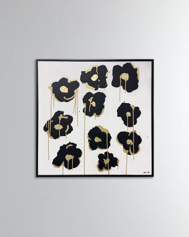 'Gilded Camellias' Hand-Embellished Giclee
