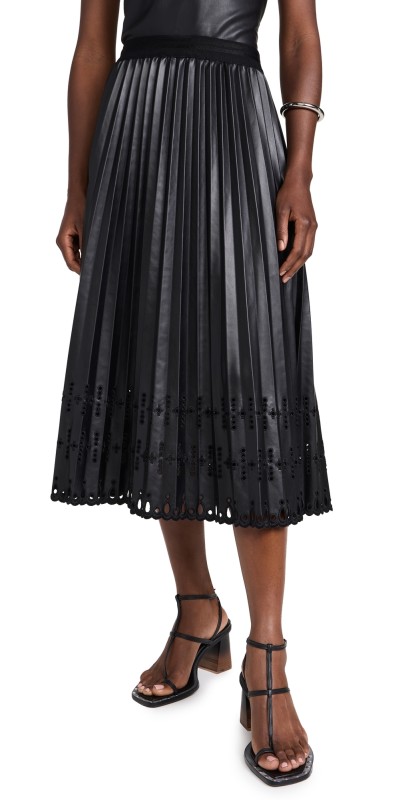 Le Superbe Pleats To Meet You Skirt Black Vegan Leather