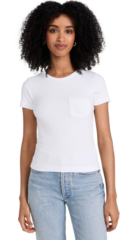 AGOLDE Arlo Rib Pocket Tee White