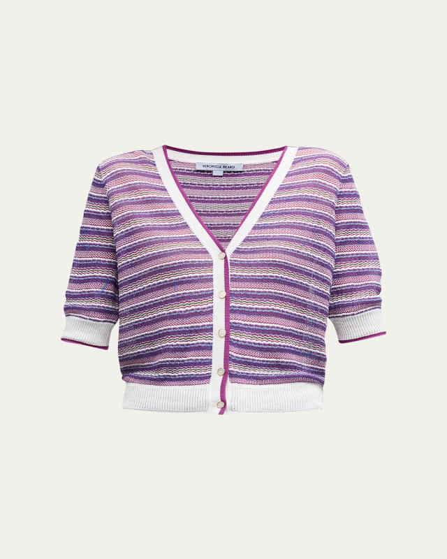 Varia Striped Short-Sleeve Cardigan