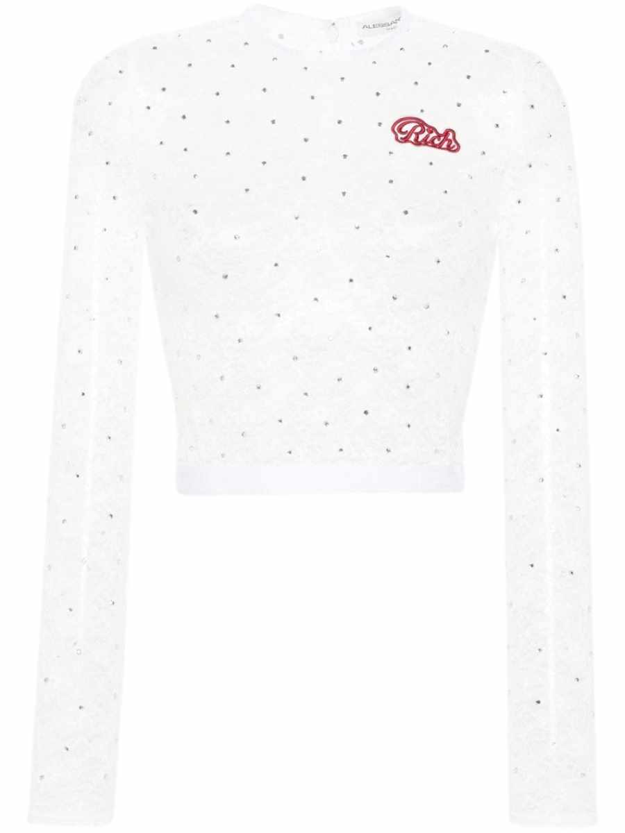 long-sleeve lace T-shirt