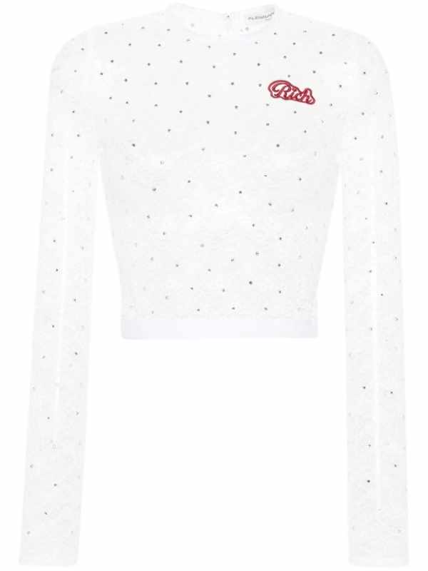 long-sleeve lace T-shirt