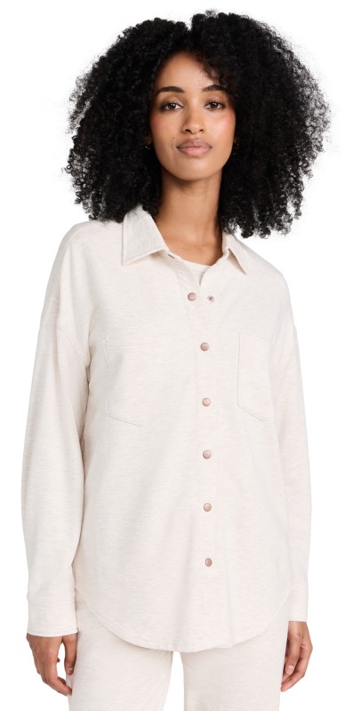 Z Supply WFH Shirt Jacket Light Oatmeal Heather