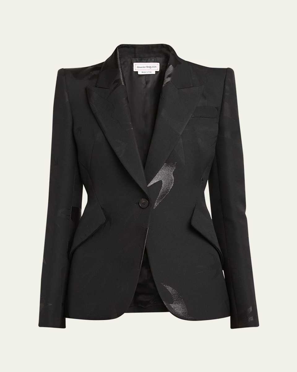 Swallow Embroidered One-Button Blazer