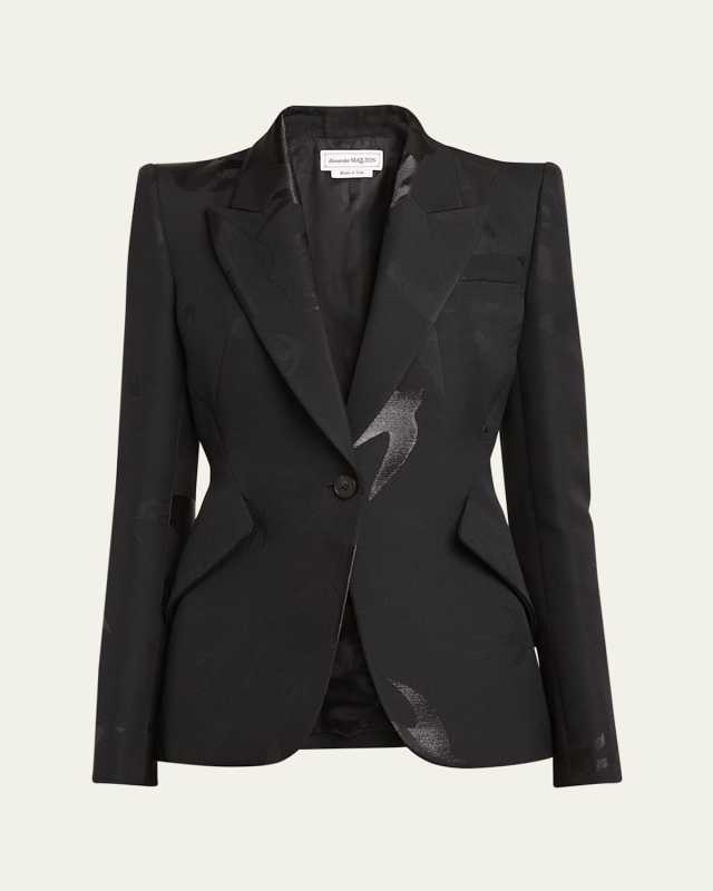 Swallow Embroidered One-Button Blazer