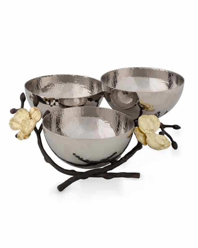 Gold Orchid Triple Nut Dish