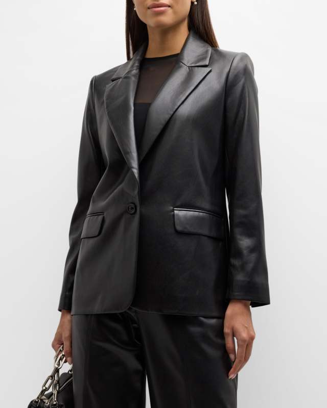 Denny Vegan Leather Boyfriend Blazer