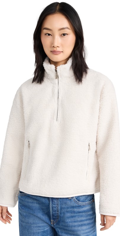 Splendid Quarter Zip Sherpa White Sand