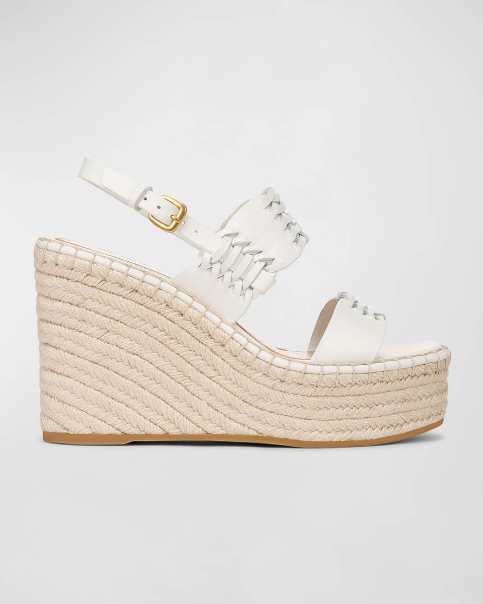 Riya Woven Leather Wedge Espadrilles
