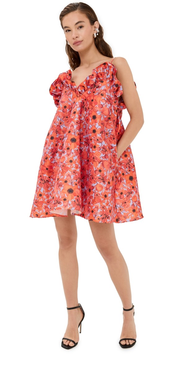 Kika Vargas Joan Dress Orange Daisy Taffeta Orange Daisy