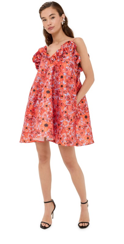 Kika Vargas Joan Dress Orange Daisy Taffeta Orange Daisy