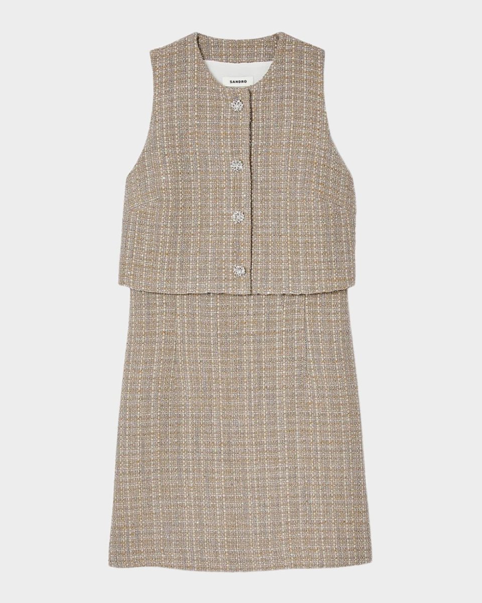 Penelope Layered-Effect Tweed Mini Dress