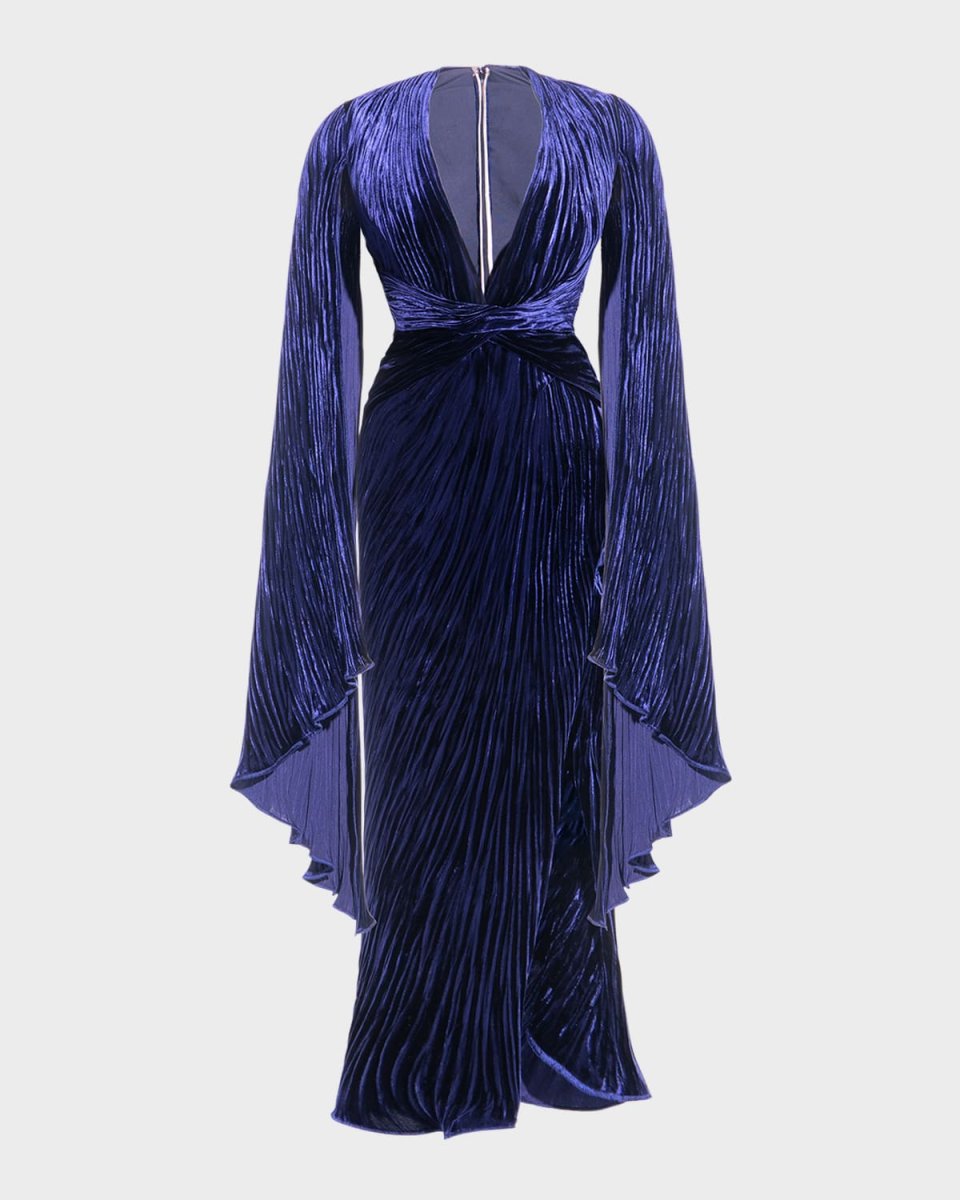 Solange Pleated Split-Sleeve Dress