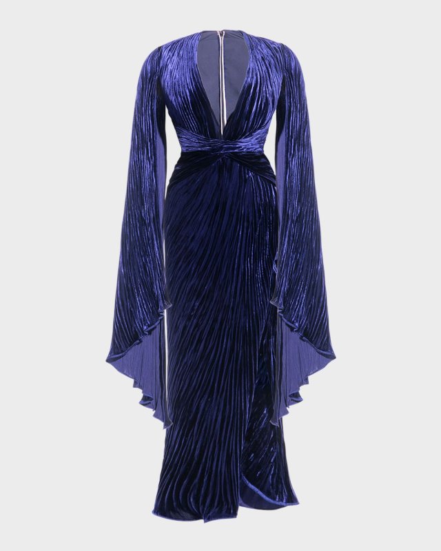 Solange Pleated Split-Sleeve Dress