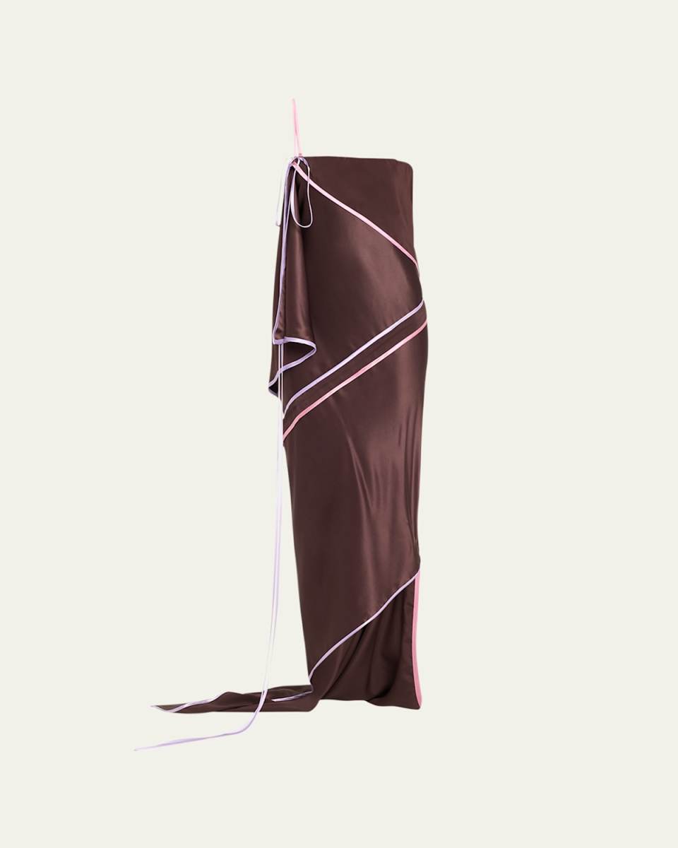One-Shoulder Silk Napkin Gown